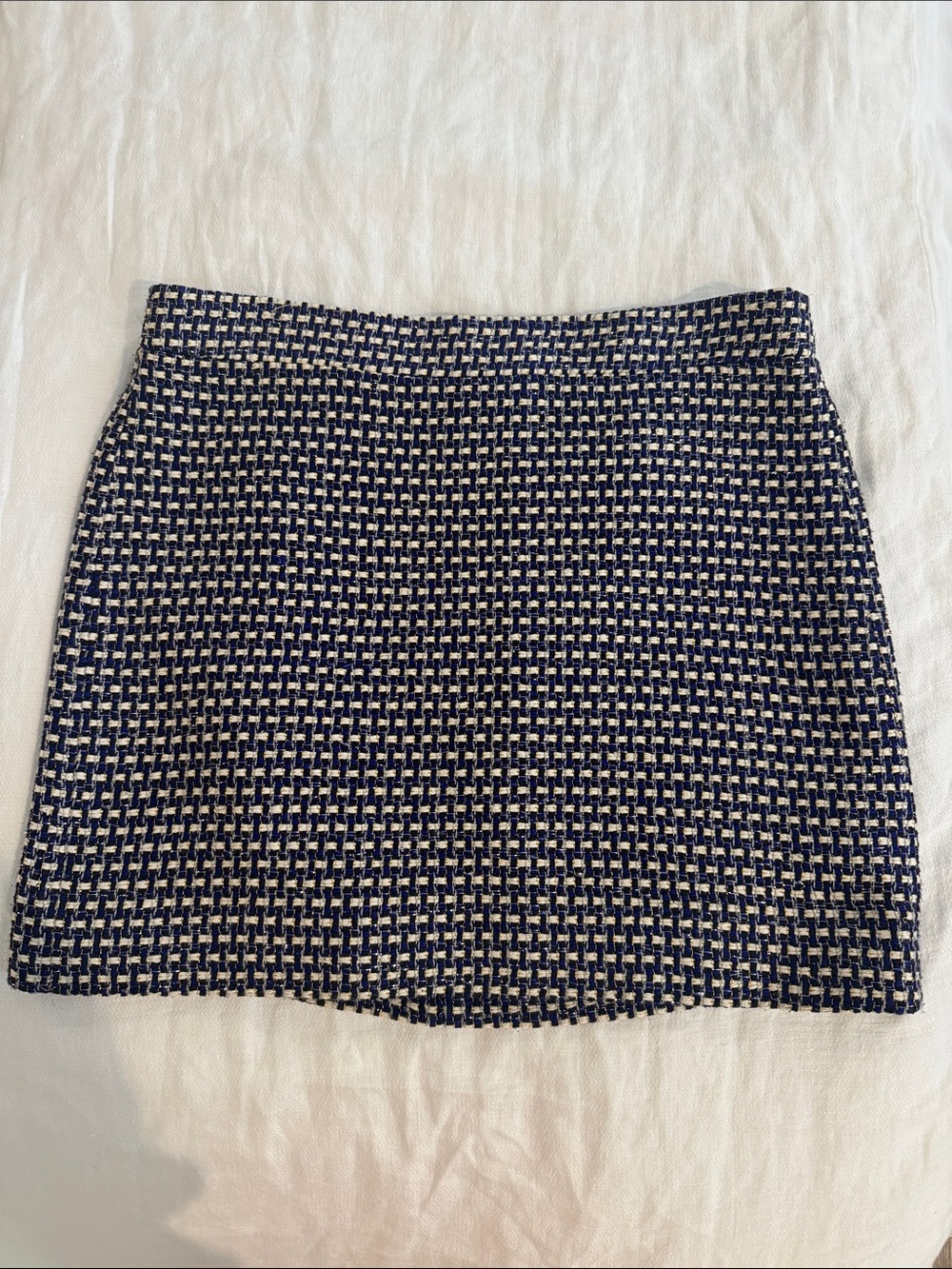 J. Crew Navy and White Tweed Mini Skirt